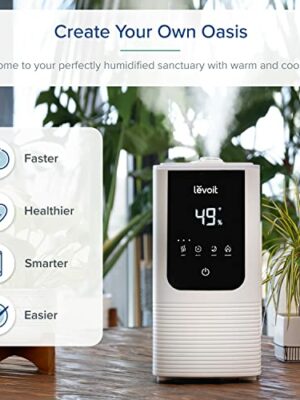 LEVOIT Smart Warm & Cool Mist Humidifier, 4.5L, App Control, Dual Nozzles, Essential Oil Tray, Quiet Operation