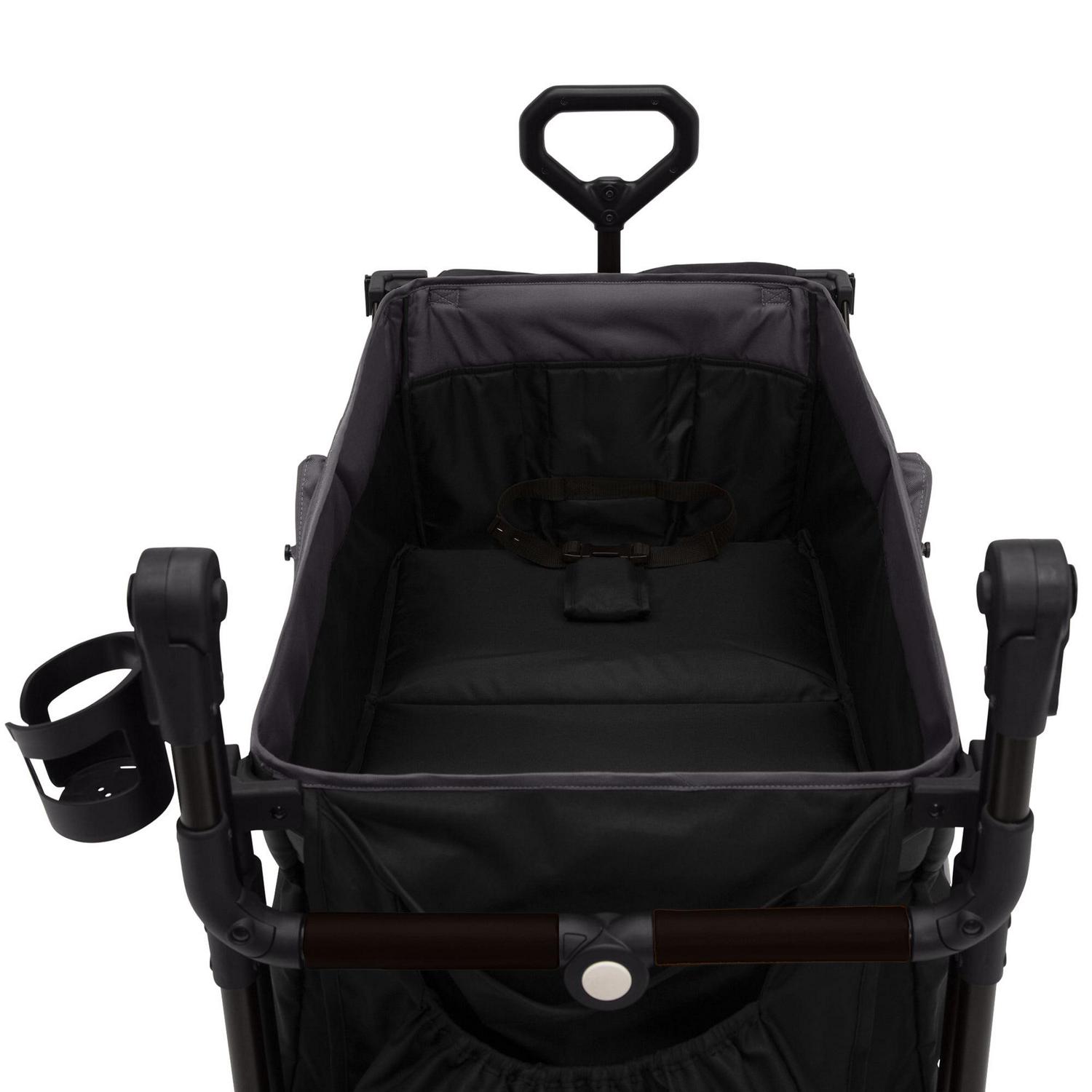 Little Folks by Delta Children City Wagon Cruiser Stroller, Black, 2-Seater, Foldable, with Canopy and Cup Holder