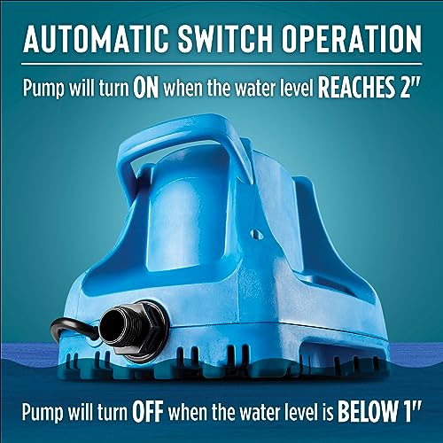 Little Giant Automatic Submersible Pool Cover Pump, 1/3 HP, 1745 GPH, Ergonomic Design, Easy Maintenance