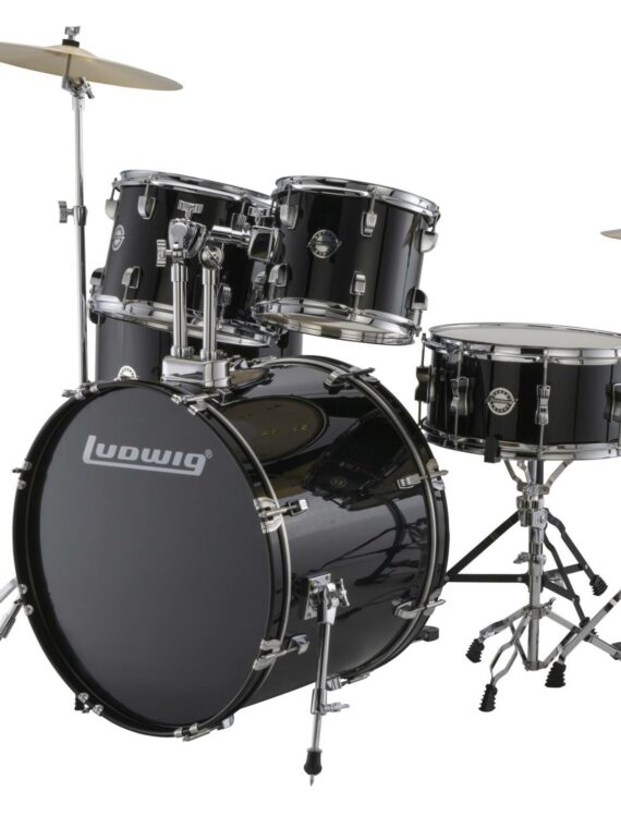 Ludwig Accent Fuse 5-Piece Drum Set, Compact Size, Black - Ideal for Young Drummers