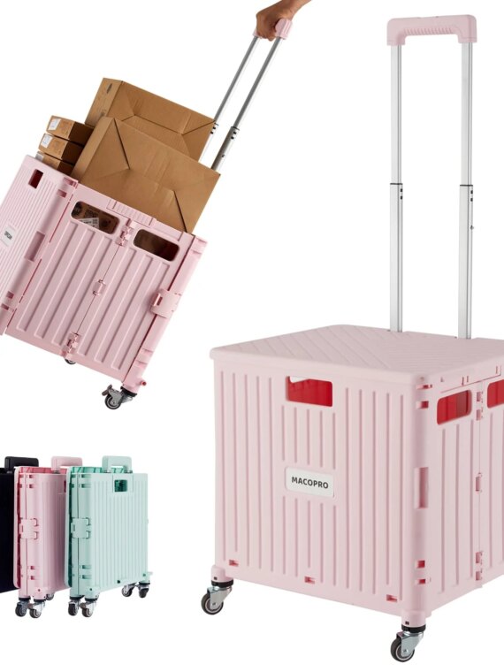 MACOPRO Foldable Utility Cart with 360° Rotating Wheels, Durable Hand Truck, Portable & Compact Design