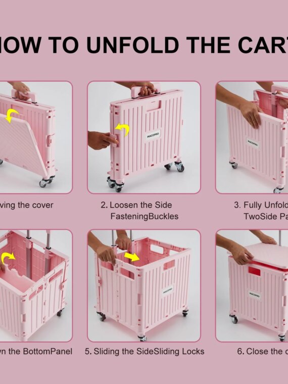 MACOPRO Foldable Utility Cart with 360° Rotating Wheels, Durable Hand Truck, Portable & Compact Design