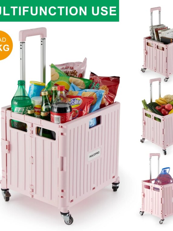 MACOPRO Foldable Utility Cart with 360° Rotating Wheels, Durable Hand Truck, Portable & Compact Design