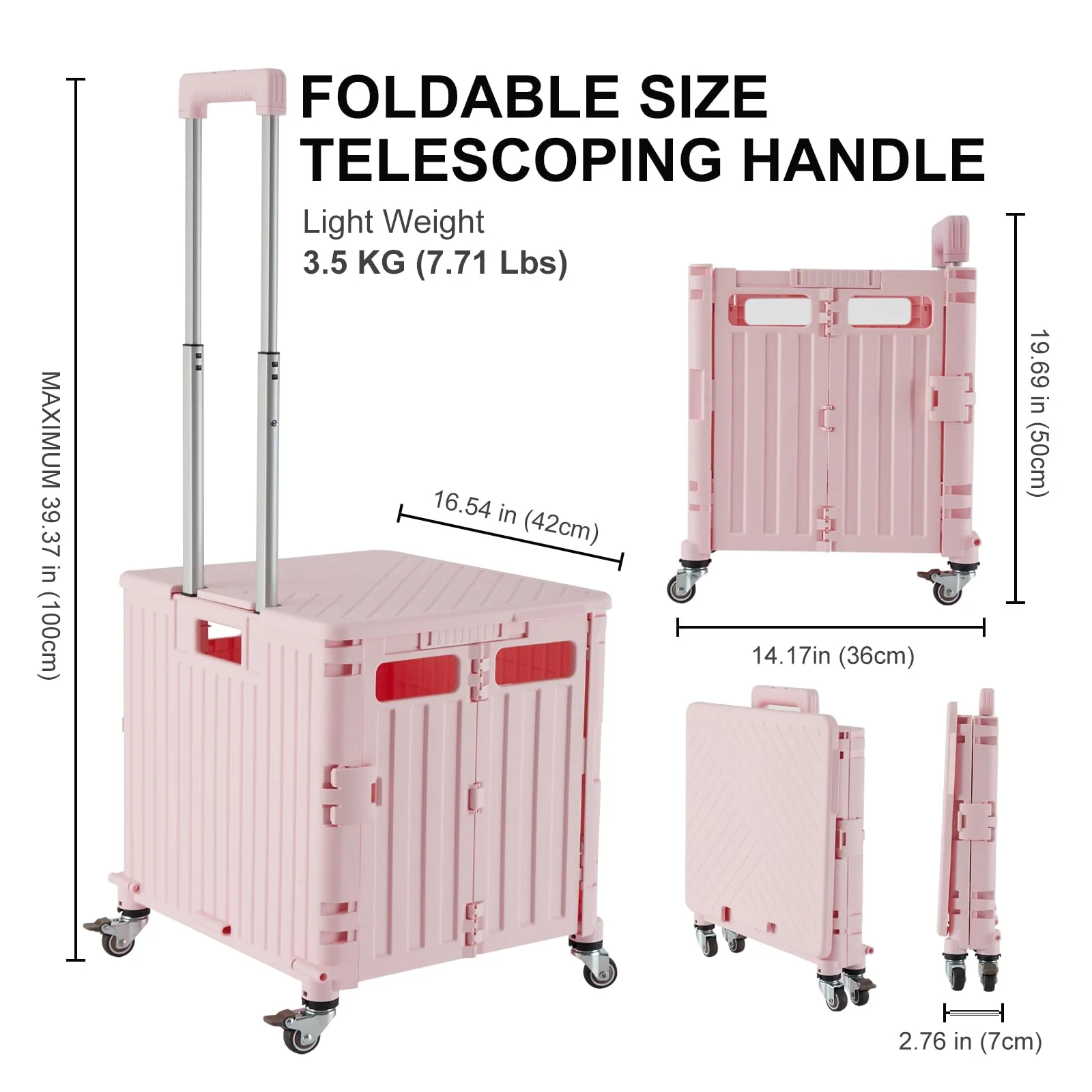 MACOPRO Foldable Utility Cart with 360° Rotating Wheels, Durable Hand Truck, Portable & Compact Design