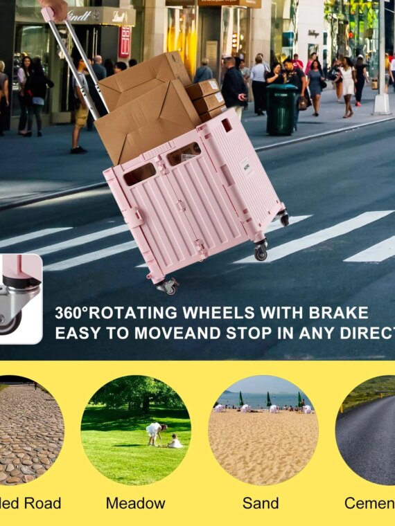 MACOPRO Foldable Utility Cart with 360° Rotating Wheels, Durable Hand Truck, Portable & Compact Design