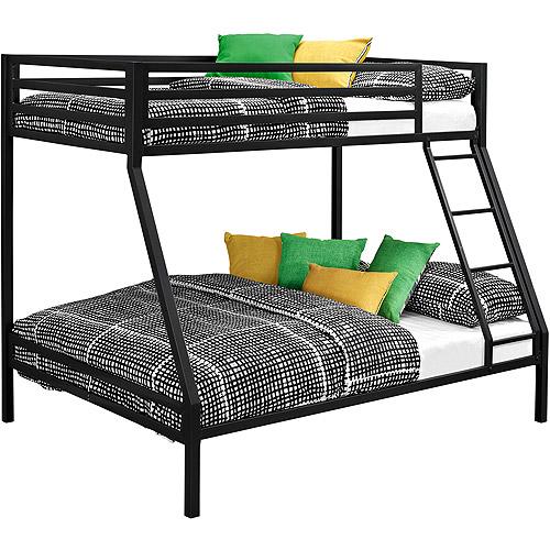 Mainstays Twin Over Full Metal Bunk Bed, Black - Sturdy Steel Frame, Safety Rails, Easy Assembly