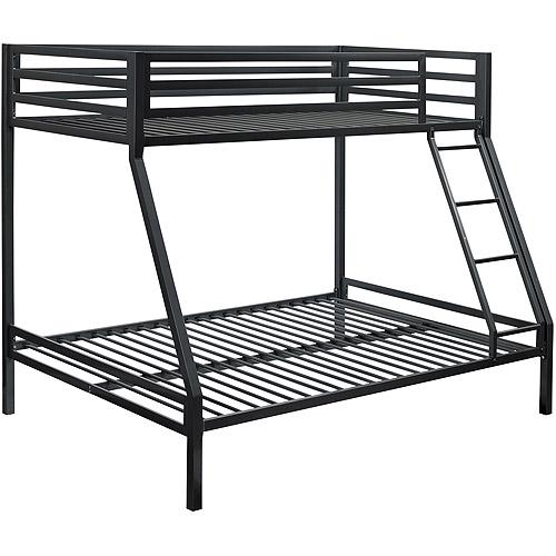 Mainstays Twin Over Full Metal Bunk Bed, Black - Sturdy Steel Frame, Safety Rails, Easy Assembly