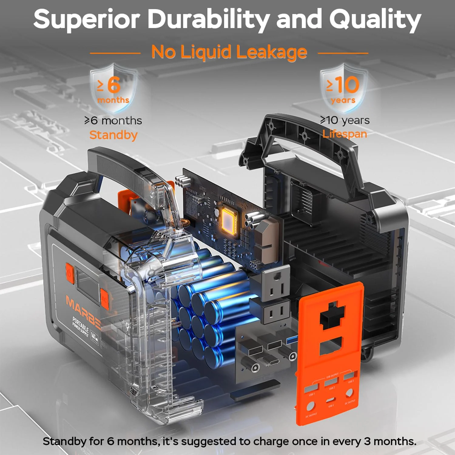 MARBERO 200W Portable Power Station Solar Generator, 167Wh Battery, Multi-Output USB & AC Ports, Compact with LED Flashlight