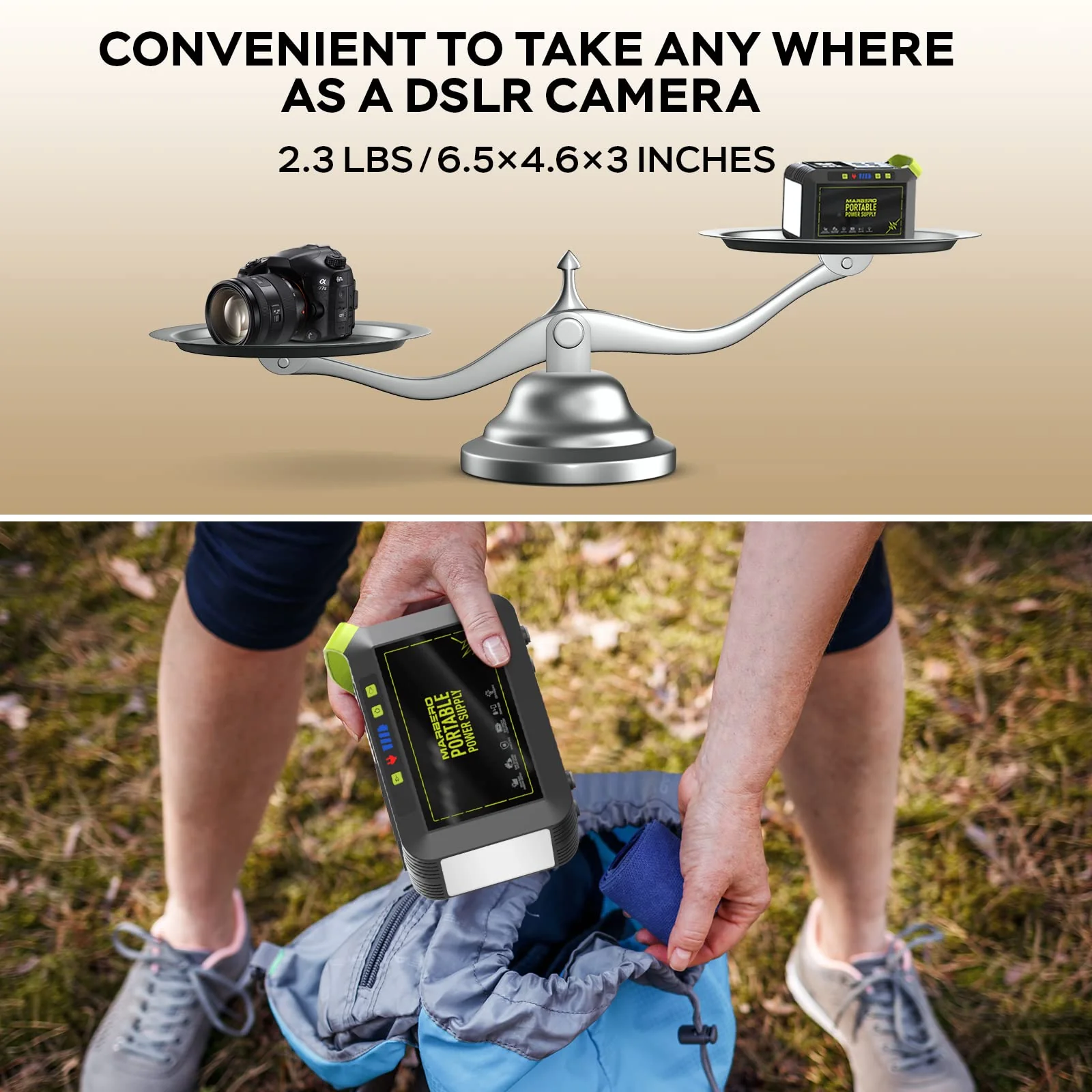 MARBERO M82 Portable Power Station, 88Wh Lithium Battery, Compact Solar Generator for Camping, 8 Output Ports, Fast Charging