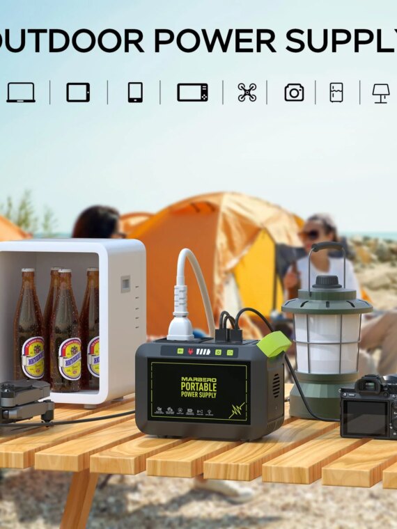 MARBERO M82 Portable Power Station, 88Wh Lithium Battery, Compact Solar Generator for Camping, 8 Output Ports, Fast Charging