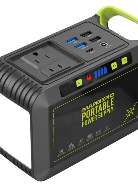 MARBERO M82 Portable Power Station, 88Wh Lithium Battery, Compact Solar Generator for Camping, 8 Output Ports, Fast Charging
