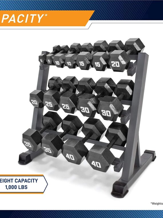 Marcy 3-Tier Dumbbell Rack - Heavy-Duty Steel, Space-Saving Design, Home Gym Weight Storage Organizer