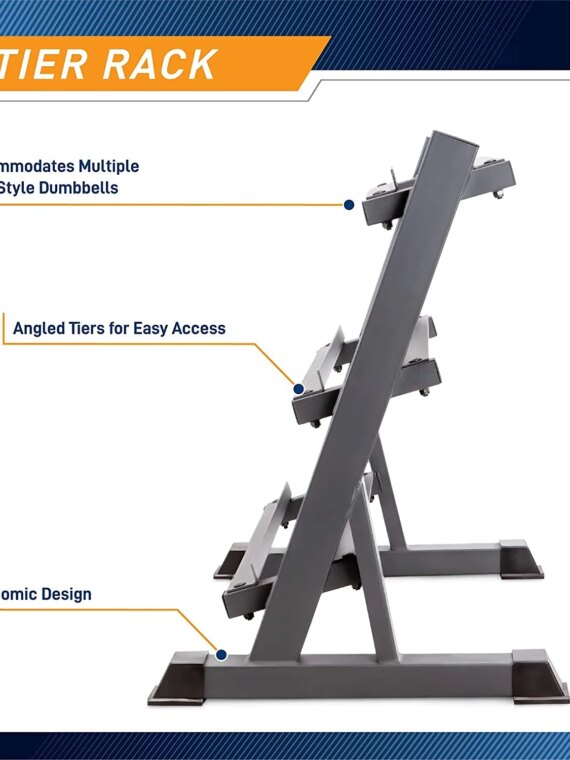 Marcy 3-Tier Dumbbell Rack - Heavy-Duty Steel, Space-Saving Design, Home Gym Weight Storage Organizer