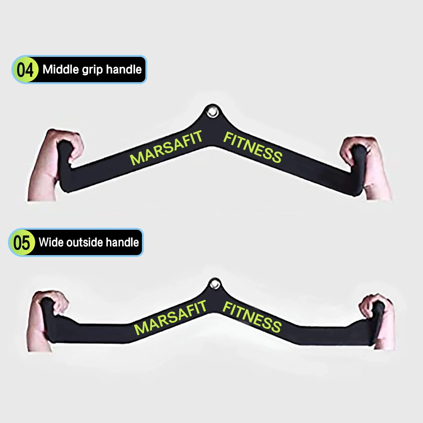 MARSAFIT 5PCS Home Gym Fitness Set - Solid Steel T-Bar & V-Bar with Ergonomic Grips, Supports 880 lbs, Ideal for Strength Training