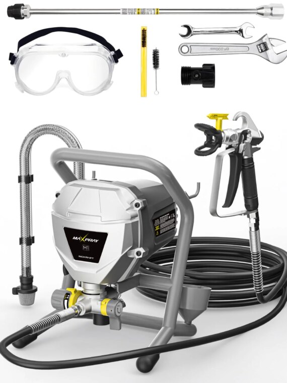 MaXpray M1 Airless Paint Sprayer, 10-Gallon Capacity, No Thinning Needed, Minimal Overspray, DIY & Professional Use
