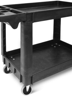 MaxWorks Utility Service Cart 500-lb Capacity, Polypropylene, 30"x16" Shelves, 5" Wheels, Rust-Resistant