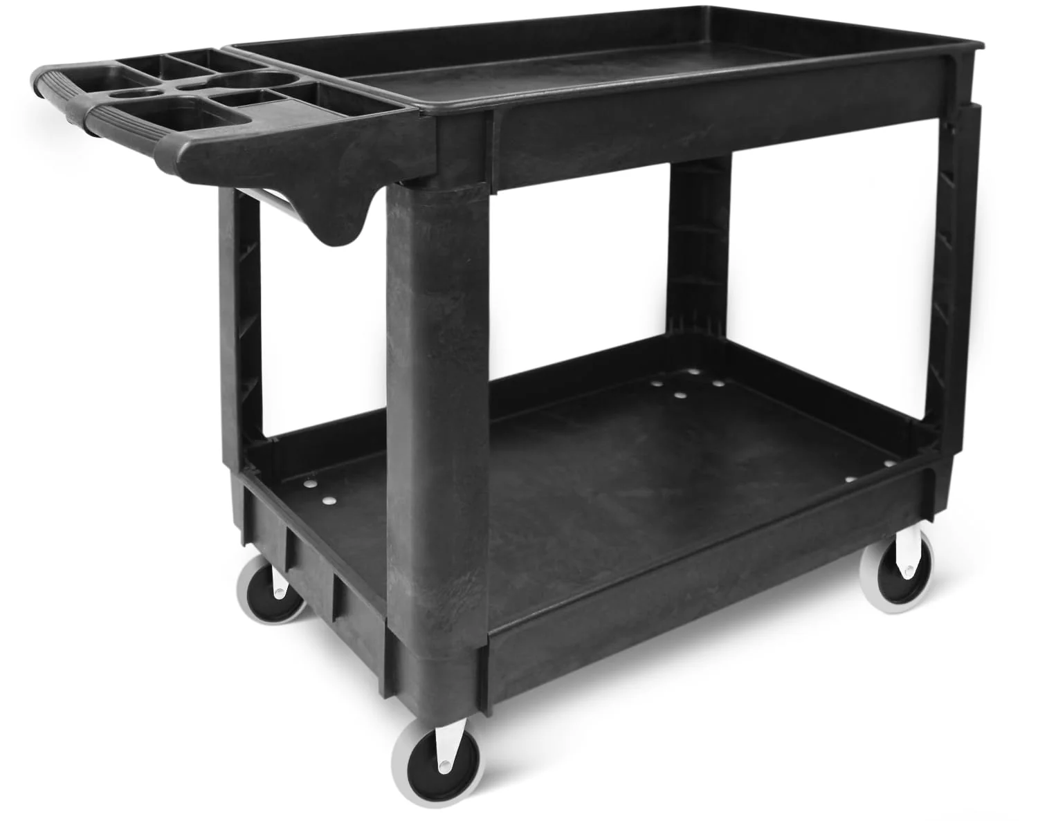 MaxWorks Utility Service Cart 500-lb Capacity, Polypropylene, 30"x16" Shelves, 5" Wheels, Rust-Resistant