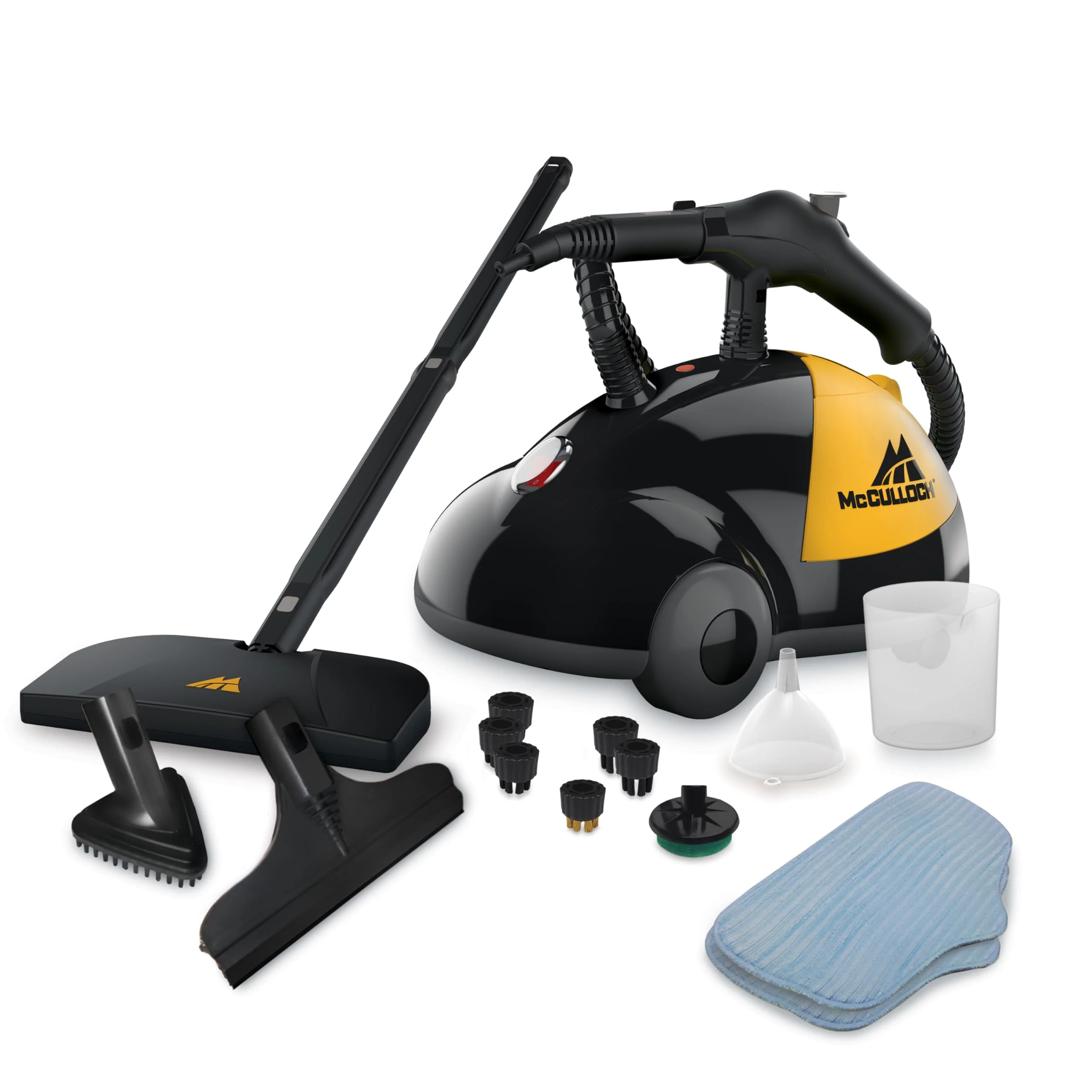 McCulloch MC1275 Heavy-Duty Steam Cleaner, 18 Accessories, Chemical-Free, Large Tank, Long Reach