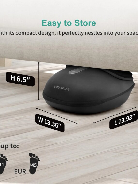 Medcursor Foot Massager with Heat, Deep Kneading, Customizable Settings, Easy-Clean PU, Auto-Shut Off, Perfect Gift