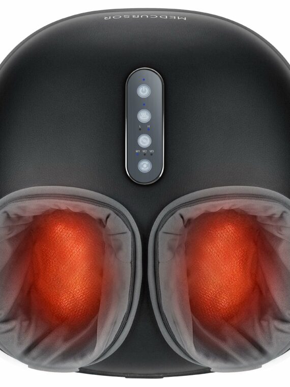 Medcursor Foot Massager with Heat, Deep Kneading, Customizable Settings, Easy-Clean PU, Auto-Shut Off, Perfect Gift