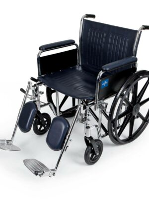 Medline Bariatric X-Wide Wheelchair, 500 lbs Capacity, Chrome Steel Frame, Multiple Widths, Navy