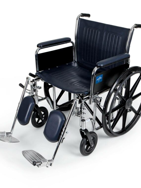Medline Bariatric X-Wide Wheelchair, 500 lbs Capacity, Chrome Steel Frame, Multiple Widths, Navy