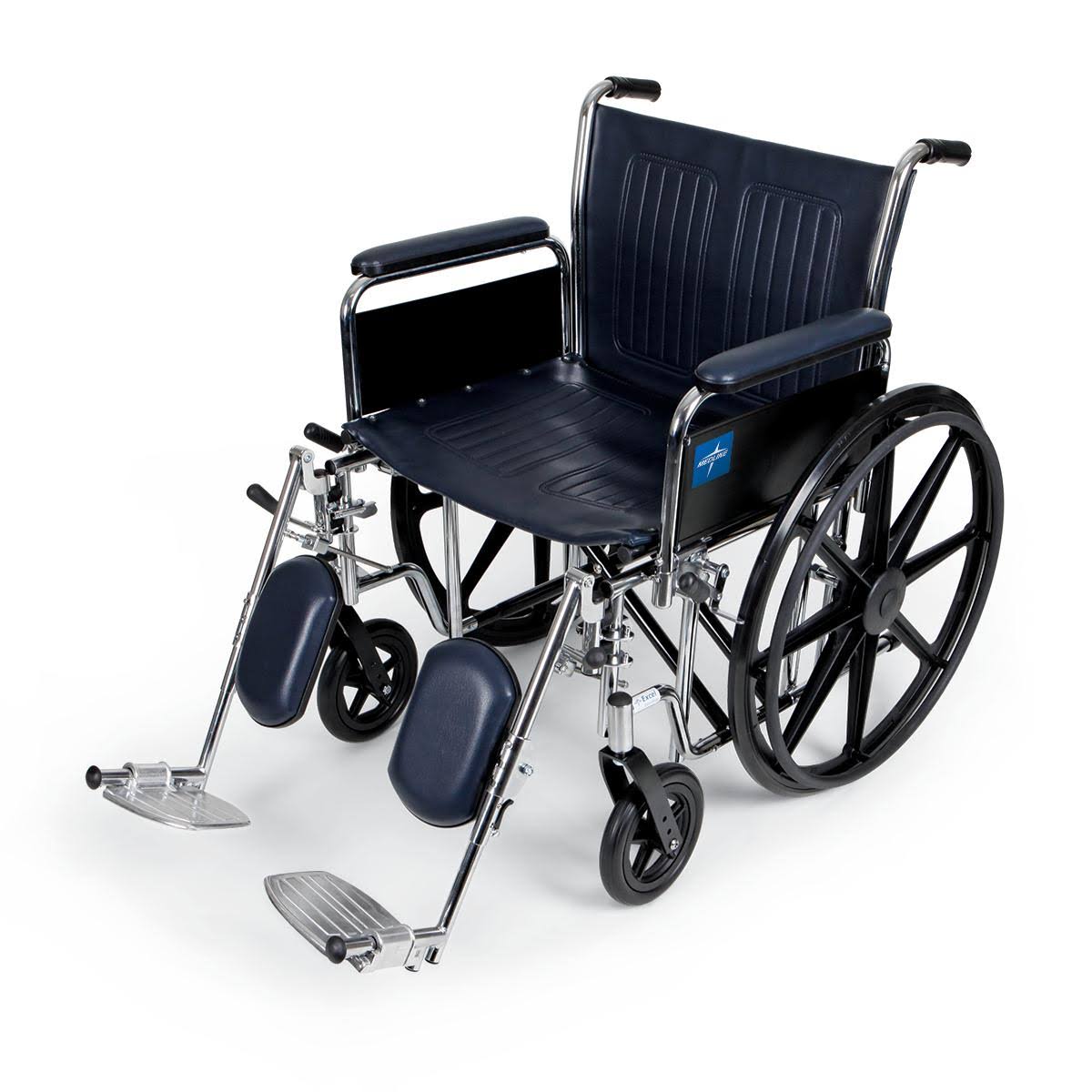 Medline Bariatric X-Wide Wheelchair, 500 lbs Capacity, Chrome Steel Frame, Multiple Widths, Navy