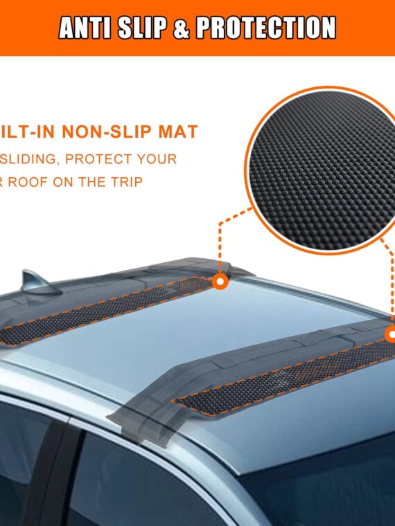 MeeFar Universal Soft Roof Rack Pads for Cars - Non-Slip, Easy Install, Secure Straps, Fits Kayaks & Surfboards