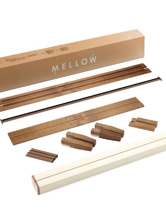 Mellow Naturalista 12" Solid Wood Platform Bed, Mid-Century Modern, Noise-Free, Easy Assembly