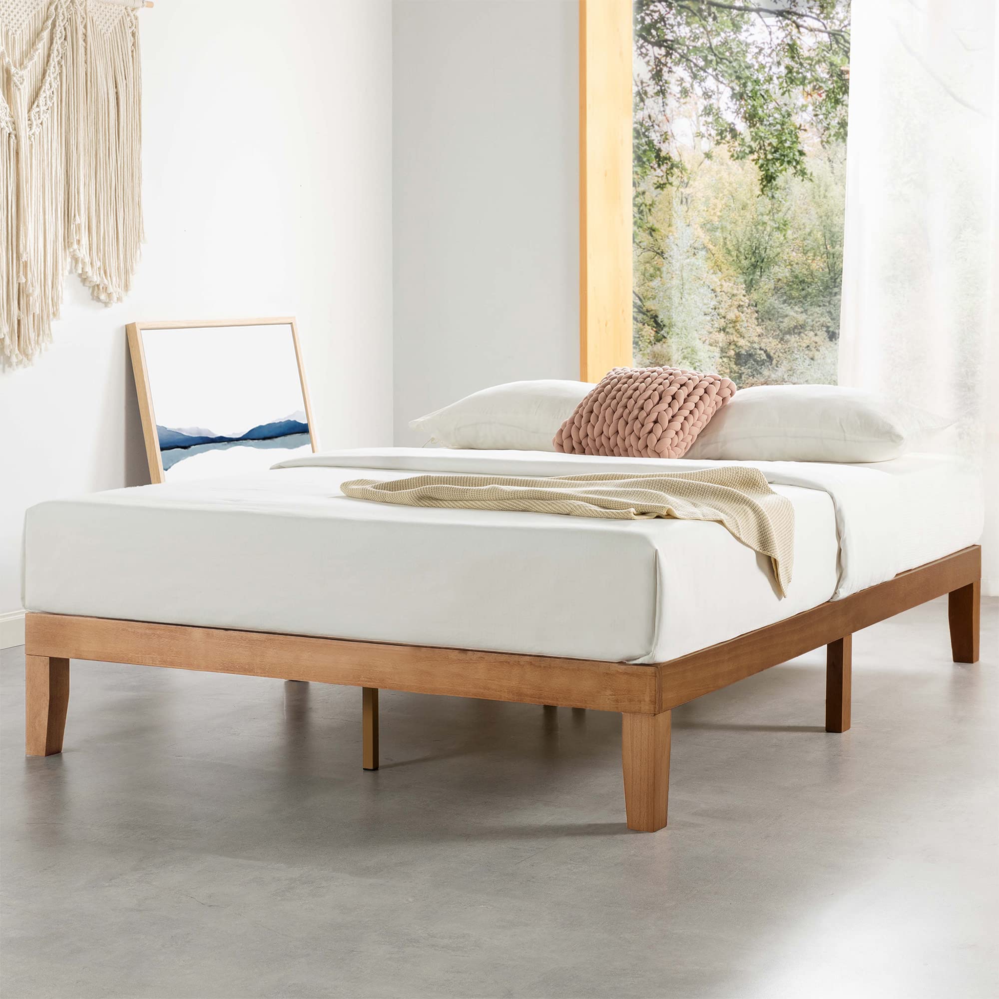 Mellow Naturalista 12" Solid Wood Platform Bed, Mid-Century Modern, Noise-Free, Easy Assembly