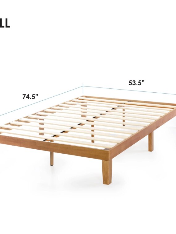 Mellow Naturalista Classic 12" Solid Wood Platform Bed - Mid-Century Modern, Noise-Free, Easy Assembly, 400 lb Capacity