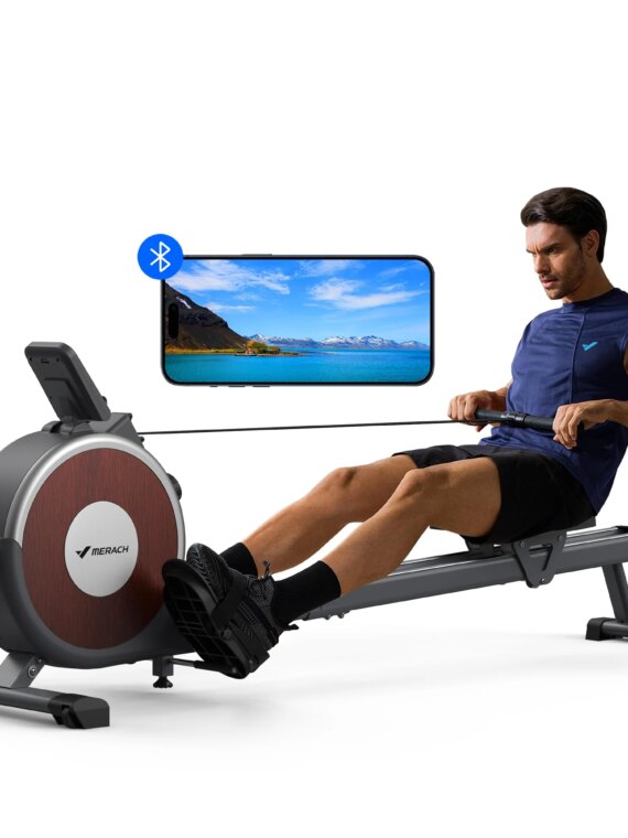 MERACH Q1S Magnetic Rowing Machine, 350lb Capacity, App Compatible, Quiet Flywheel, Easy Assembly