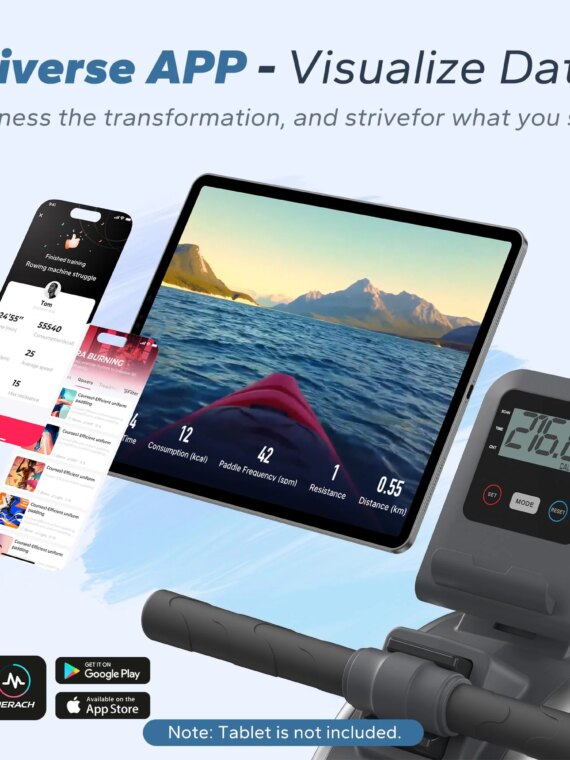 MERACH Q1S Magnetic Rowing Machine, 350lb Capacity, App Compatible, Quiet Flywheel, Easy Assembly