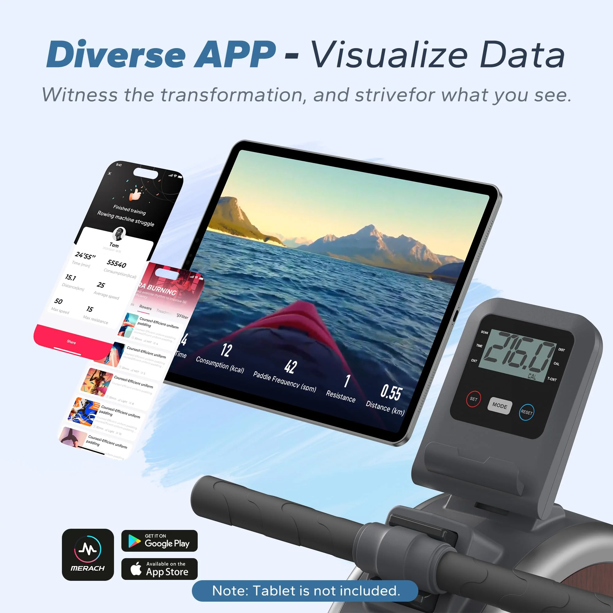 MERACH Q1S Magnetic Rowing Machine, 350lb Capacity, App Compatible, Quiet Flywheel, Easy Assembly