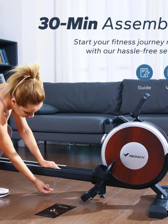 MERACH Q1S Magnetic Rowing Machine, 350lb Capacity, App Compatible, Quiet Flywheel, Easy Assembly