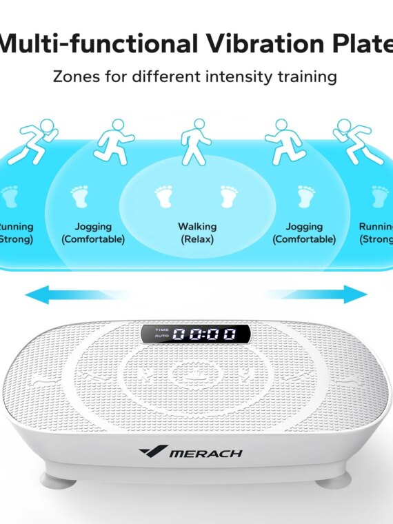 MERACH Vibration Plate Exercise Machine - High-Frequency Fat Burner, Muscle Rehab, 10 Speed Levels, Includes Resistance Bands, 300 lbs Capacity