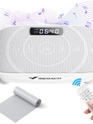 MERACH Vibration Plate Exercise Machine - High-Frequency Fat Burner, Muscle Rehab, 10 Speed Levels, Includes Resistance Bands, 300 lbs Capacity