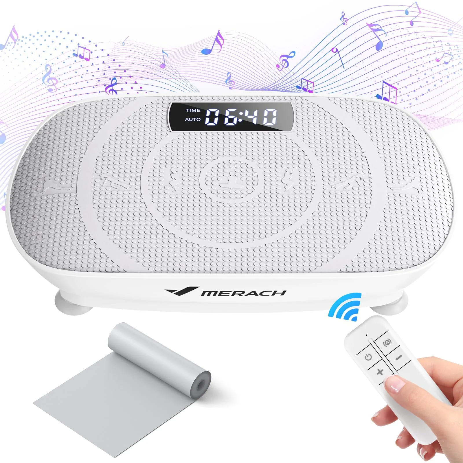 MERACH Vibration Plate Exercise Machine - High-Frequency Fat Burner, Muscle Rehab, 10 Speed Levels, Includes Resistance Bands, 300 lbs Capacity