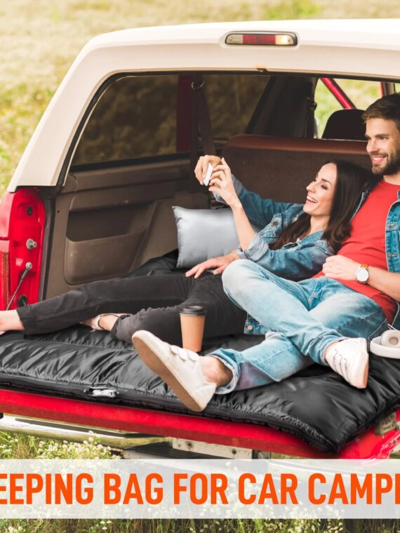 MEREZA Double Sleeping Bag with Pillows, Convertible to Two Singles, Spacious & Cold Weather Friendly for Camping