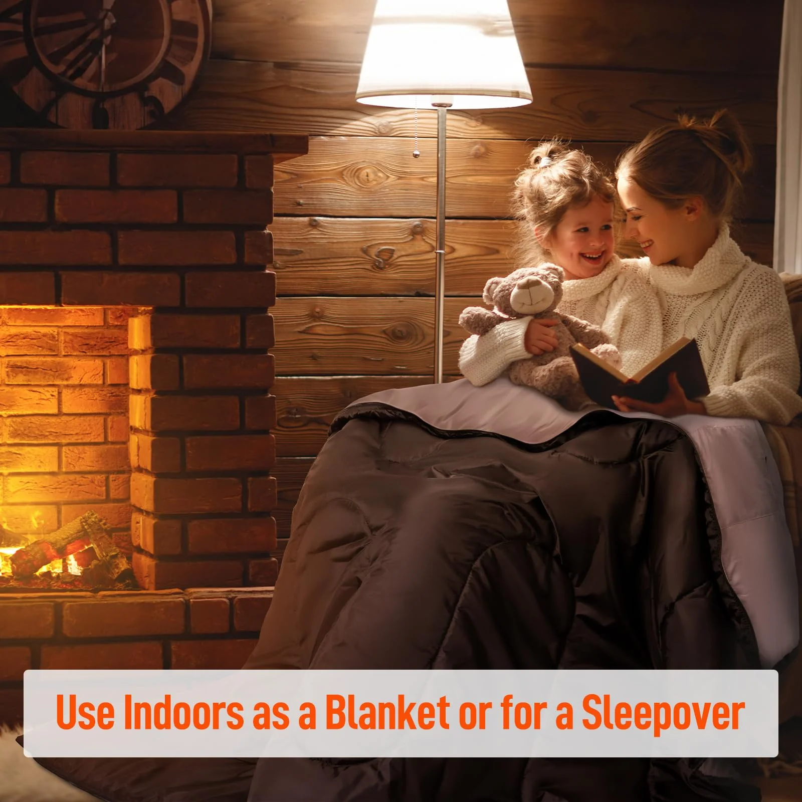 MEREZA Double Sleeping Bag with Pillows, Convertible to Two Singles, Spacious & Cold Weather Friendly for Camping