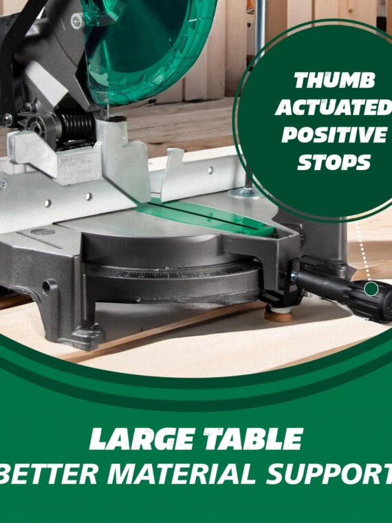 Metabo HPT 10-Inch Compound Miter Saw, 15 Amp, Large Table, Portable, Electric Brake, 5-Year Warranty