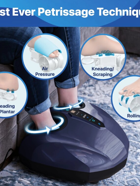 MIKO Deep-Kneading Foot Massager with Heat, Compression & Wireless Remotes for Pain Relief