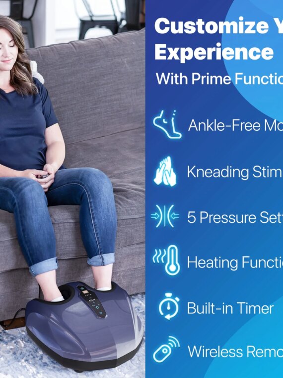 MIKO Deep-Kneading Foot Massager with Heat, Compression & Wireless Remotes for Pain Relief