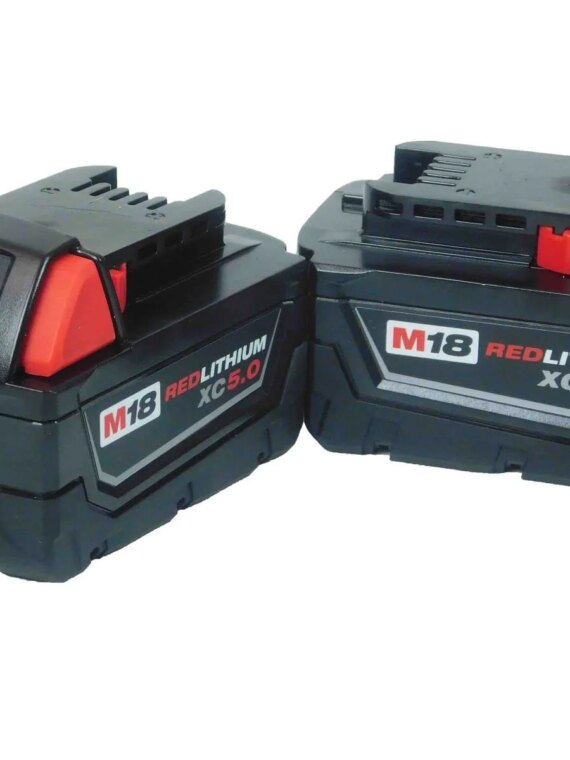Milwaukee 18V 5Ah Lithium-Ion Battery 2-Pack, Extended Capacity, Compatible with M18 Tools
