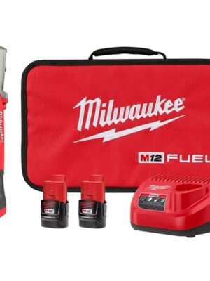 Milwaukee M12 Fuel 3/8" Right Angle Impact Wrench Kit, 220 ft-lbs Torque, Compact Head, 4-Mode Drive Control