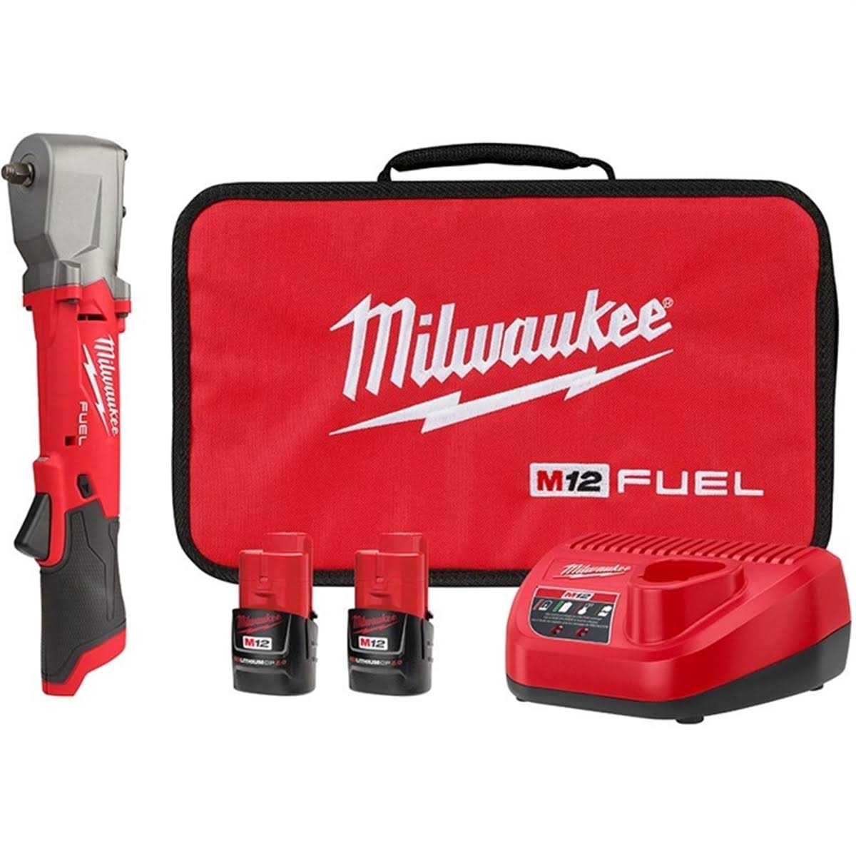Milwaukee M12 Fuel 3/8" Right Angle Impact Wrench Kit, 220 ft-lbs Torque, Compact Head, 4-Mode Drive Control