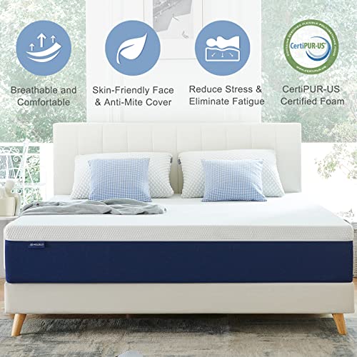 Molblly Queen Gel Memory Foam Mattress 10" - CertiPUR-US Certified, Breathable Design, Mattress in a Box