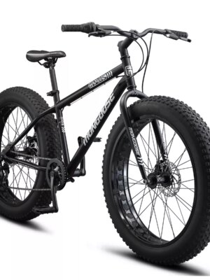 Mongoose Malus 26" Fat Tire Mountain Bike, 7-Speed, Steel Frame, Disc Brakes, Black