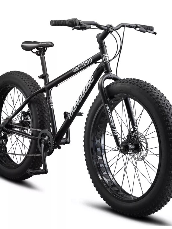 Mongoose Malus 26" Fat Tire Mountain Bike, 7-Speed, Steel Frame, Disc Brakes, Black