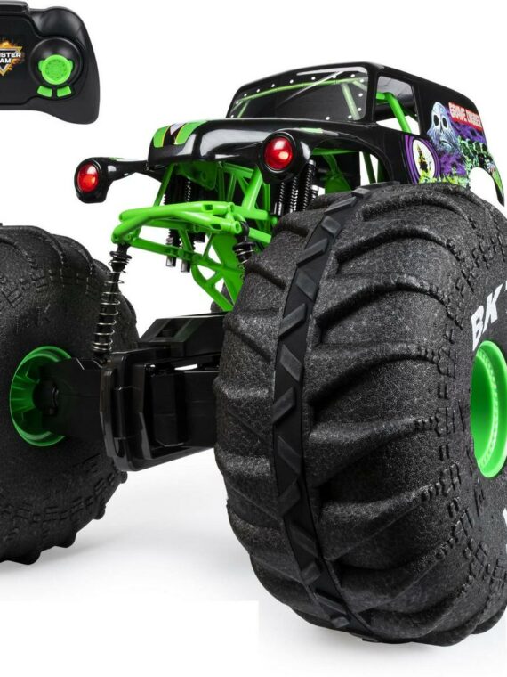 Monster Jam Mega Grave Digger 1:6 RC Monster Truck with Lights, All-Terrain, Spin Master Kids Toy